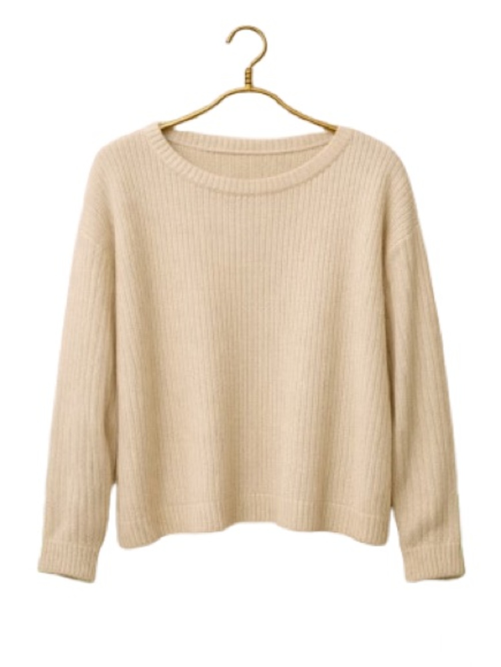Friday by CMMN Beige Ribbed Knit Sweater – Size S, Minimalist Cozy Style